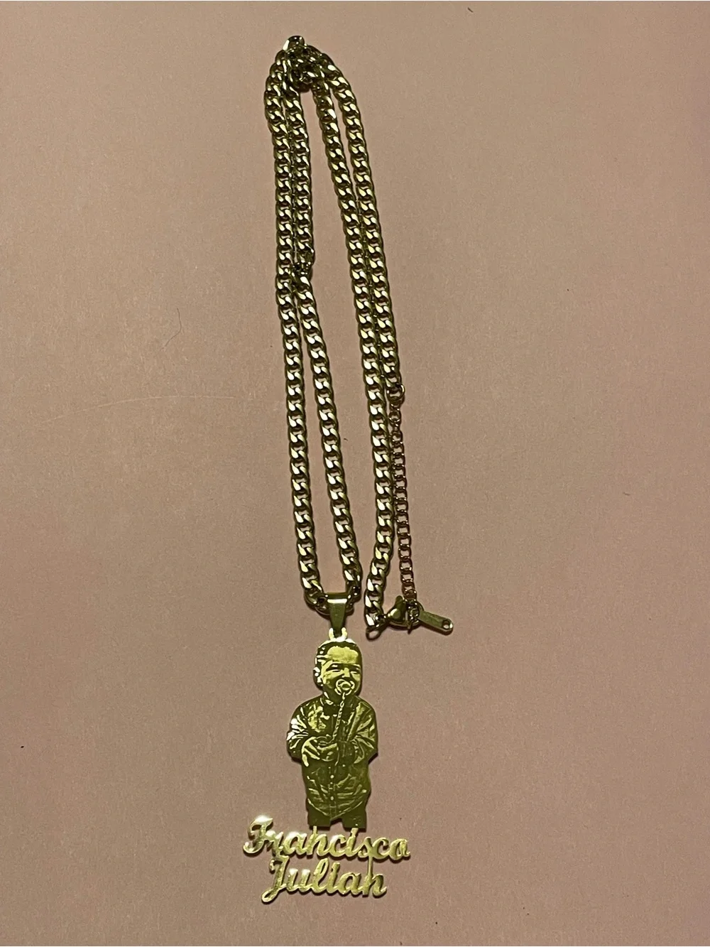 Francisco Julian Pendant on Cuban Long Chain Necklace #9690